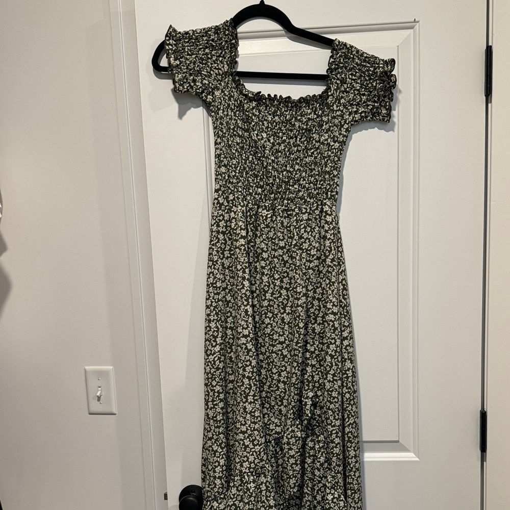 Green and White Floral Maxi Dress
